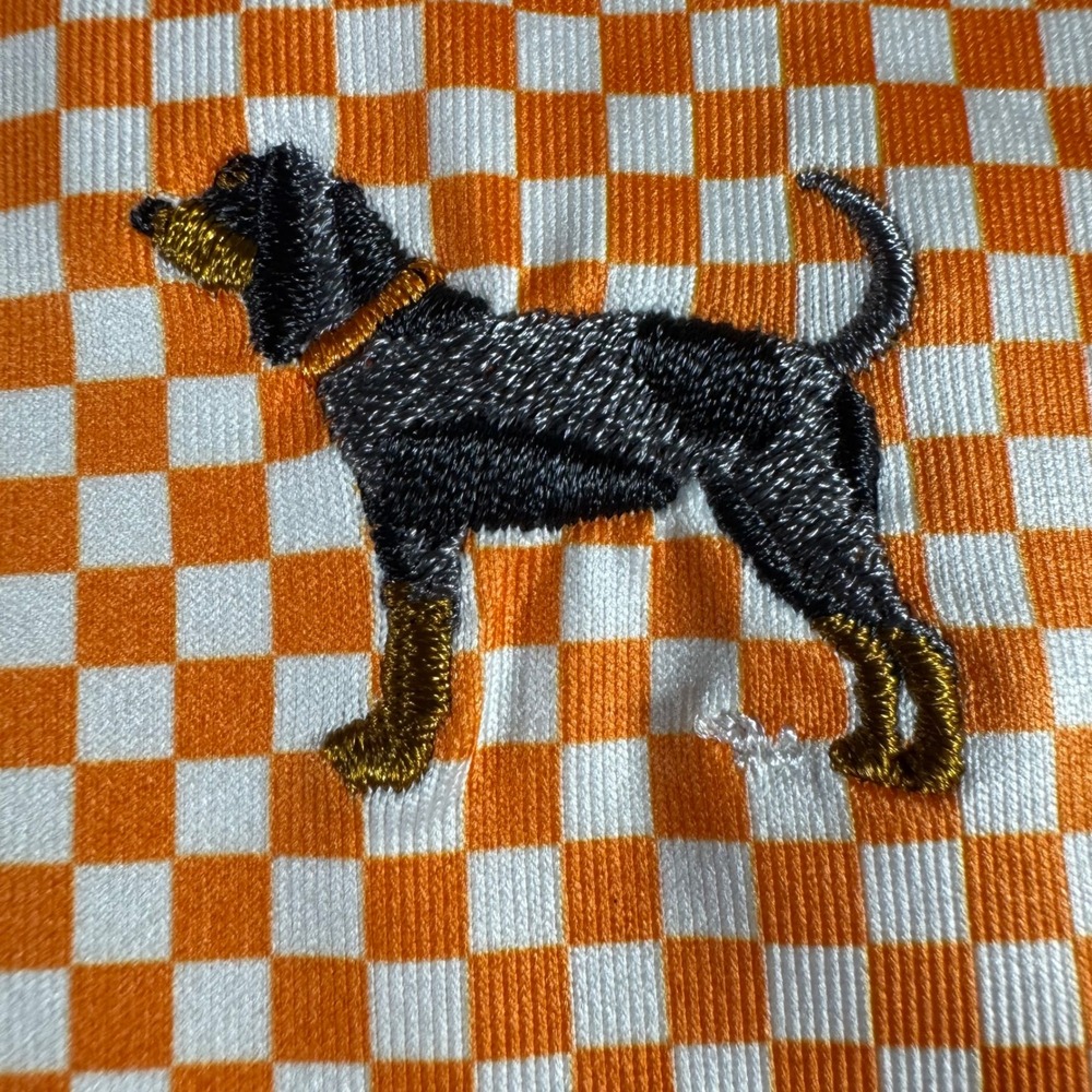 Vol Traditions Polo Men M Orange Checkered Performance Tennessee Smokey Logo - Picture 4 of 11